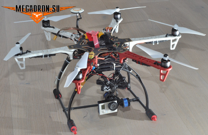 Гексакоптер DJI 550 для аэрофотосьемки с подвесом для камеры GoPro, FPV оборудованием, GPS и OSD. Есть возврат домой 